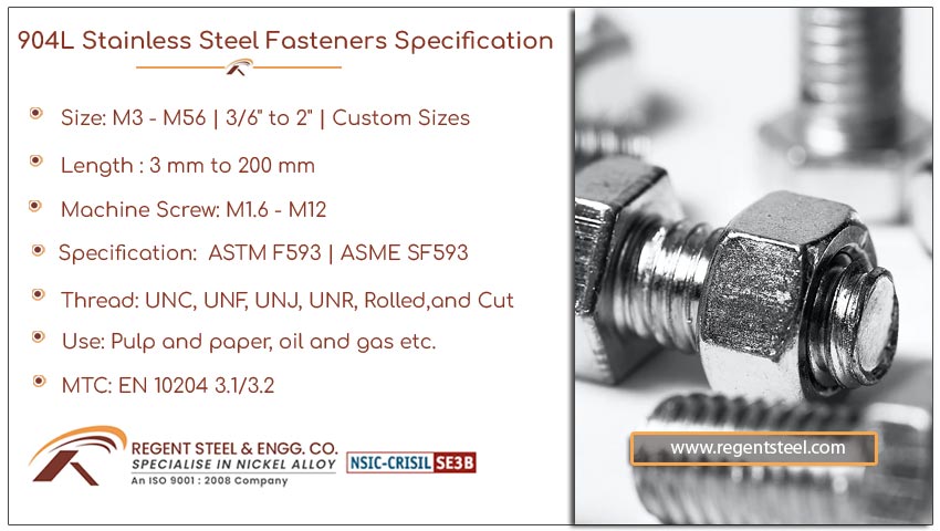 904L Stainless Steel Fasteners specification