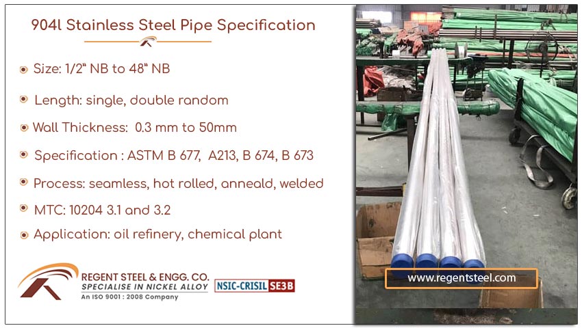 904l Stainless Steel Pipe specification