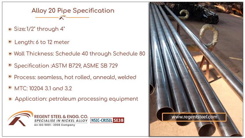 Alloy 20 pipe specification