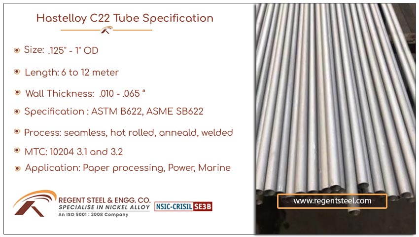 Hastelloy C22 tube specification