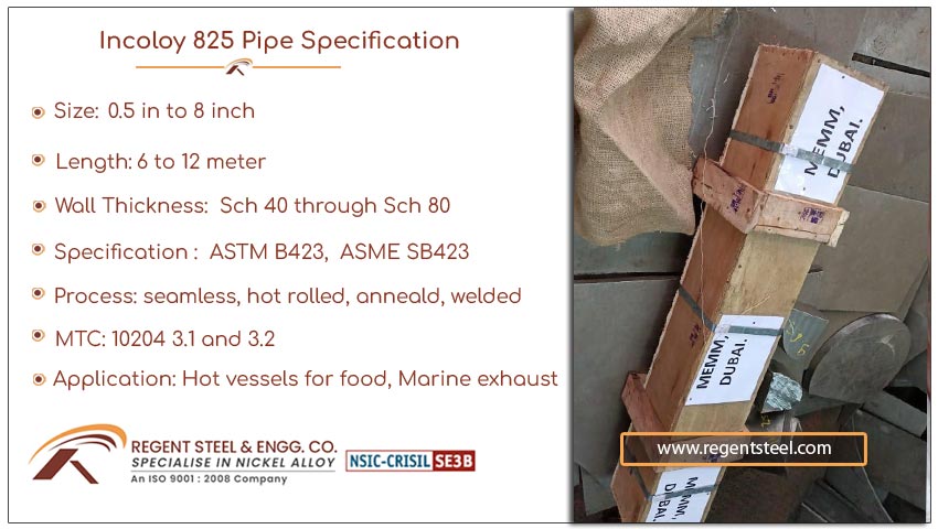 Incoloy 825 pipe specification