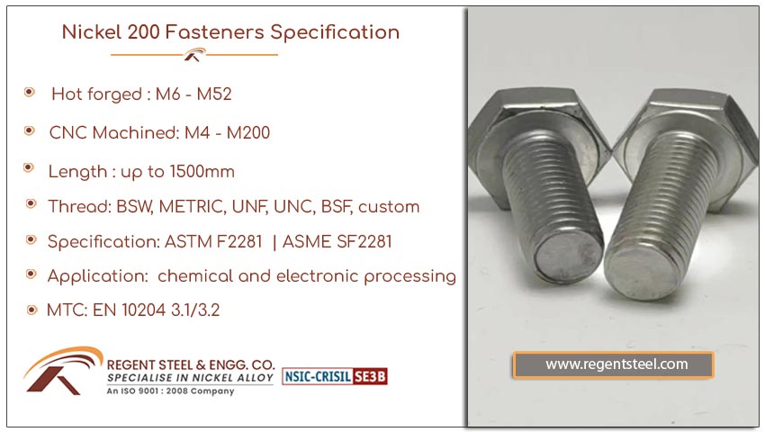 nickel 200 fasteners specification