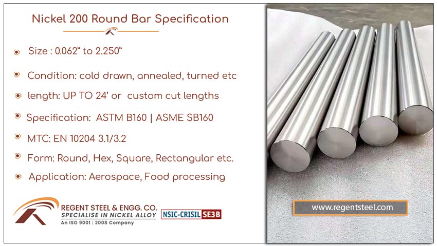 Nickel 200 round bar specification