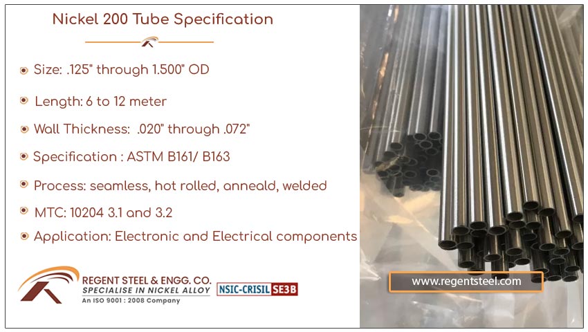 Nickel 200 tube specification